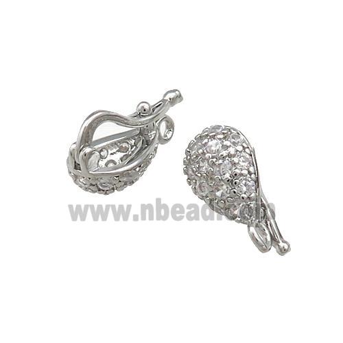 Copper Clasp Pave Zircon Platinum Plated