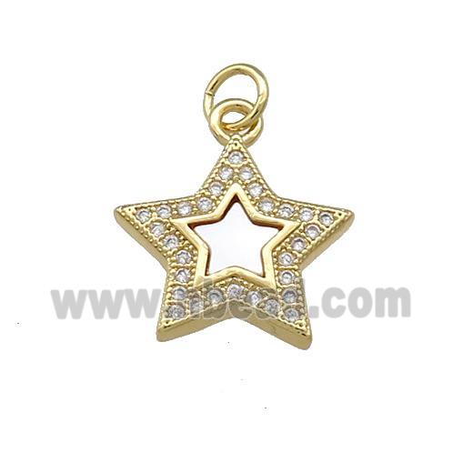 Copper Star Pendant Pave Shell Zircon 18K Gold Plated