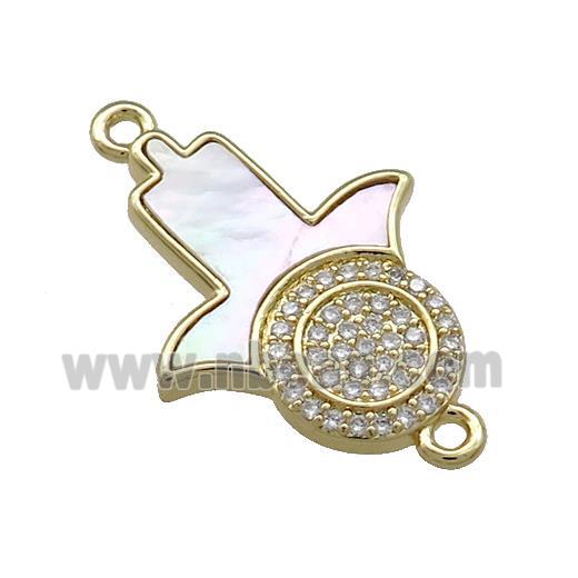 Copper Hamsahand Pendant Pave Shell Zircon 18K Gold Plated