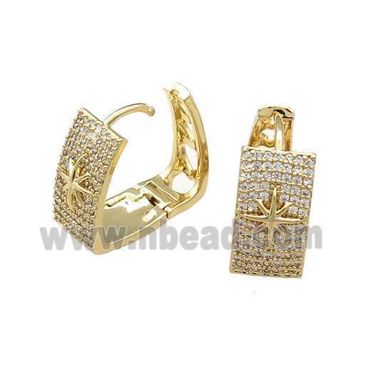 Copper Latchback Earrings Pave Zircon Gold Plated