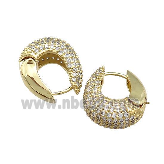 Copper Latchback Earrings Pave Zircon Gold Plated