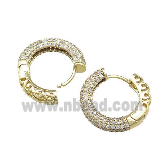 Copper Latchback Earrings Pave Zircon Gold Plated