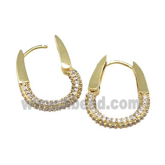 Copper Latchback Earrings Pave Zircon Gold Plated