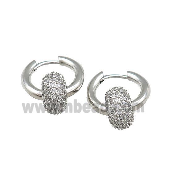 Copper Hoop Earrings Donut Pave Zircon Platinum Plated