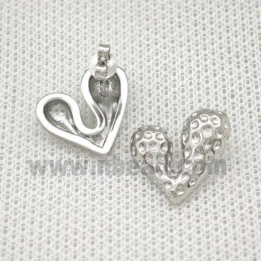 Copper Heart Stud Earrings Platinum Plated