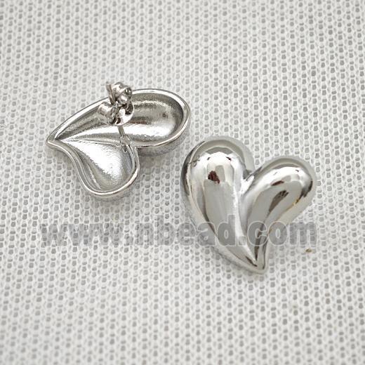 Copper Heart Stud Earrings Platinum Plated