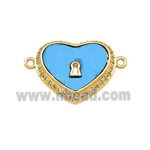 Copper Heart Connector Pave Shell Zirconia 18K Gold Plated