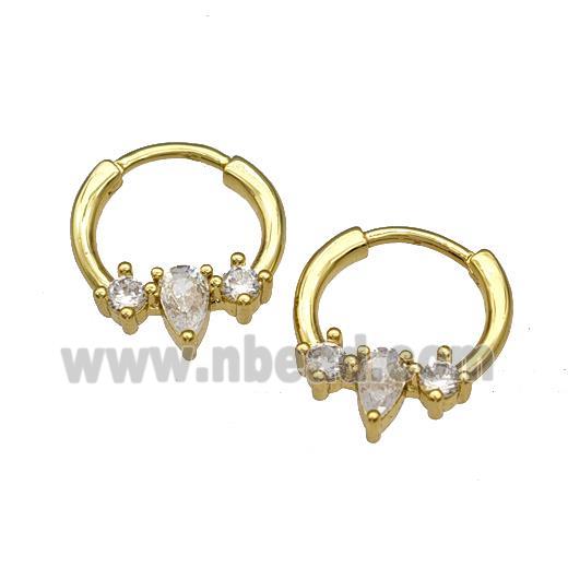 Copper Hoop Earrings Micro Pave Zirconia Gold Plated