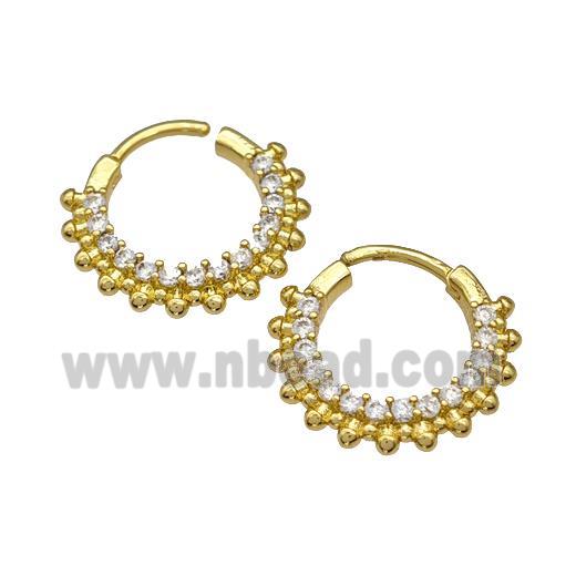 Copper Hoop Earrings Micro Pave Zirconia Gold Plated