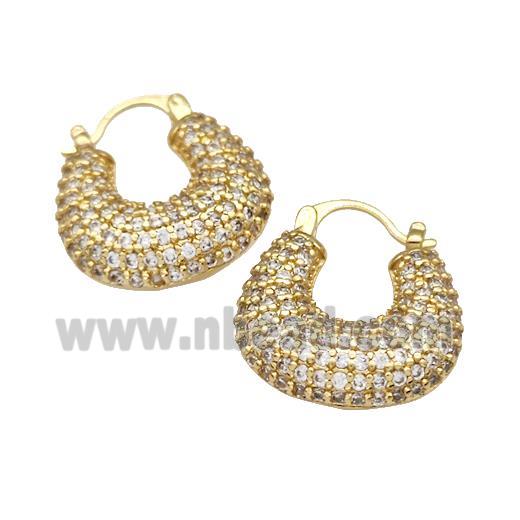 Copper Latchback Earrings Micro Pave Zirconia Gold Plated