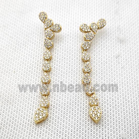 Copper Stud Earrings Micro Pave Zirconia Gold Plated