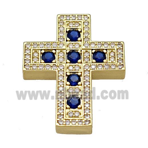 Copper Cross Pendant Micro Pave Zirconia Gold Plated