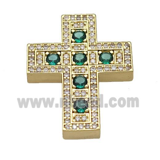 Copper Cross Pendant Micro Pave Zirconia Gold Plated