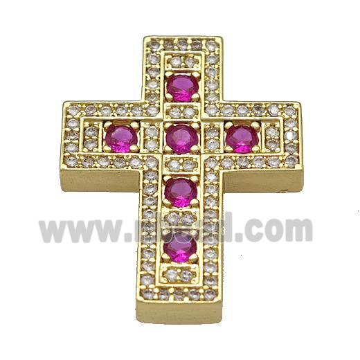 Copper Cross Pendant Micro Pave Zirconia Gold Plated