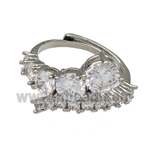 Copper Rings Micro Pave Zirconia Adjustable Platinum Plated