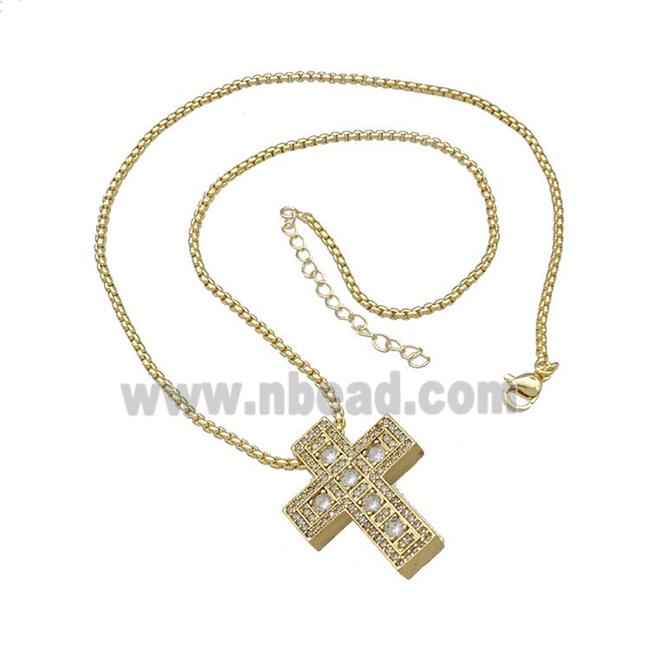 Copper Cross Necklace Micro Pave Zirconia Gold Plated