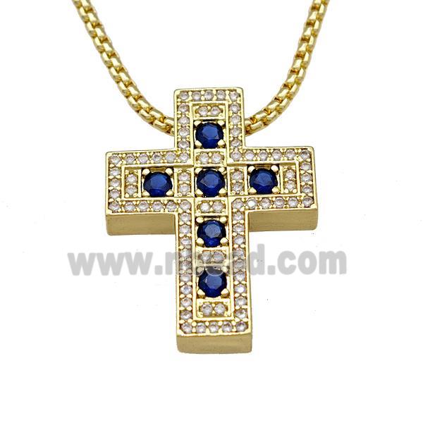 Copper Cross Necklace Micro Pave Zirconia Gold Plated