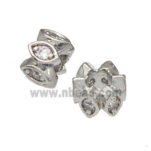 Copper Rondelle Beads Micro Pave Zirconia Platinum Plated