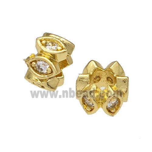 Copper Rondelle Beads Micro Pave Zirconia Large Hole Gold Plated