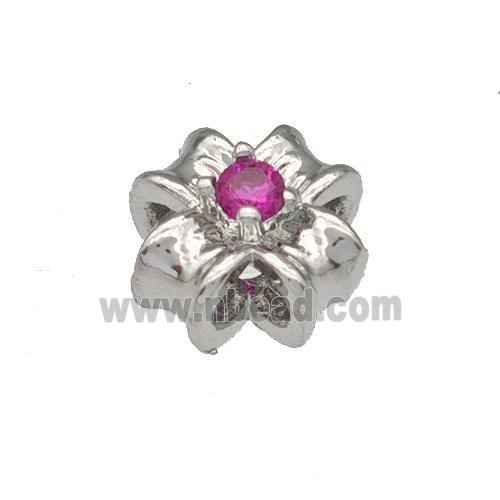 Copper Flower Micro Pave Zirconia Platinum Plated