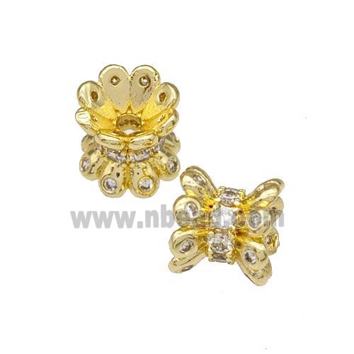 Copper Beadcaps Micro Pave Zirconia Gold Plated