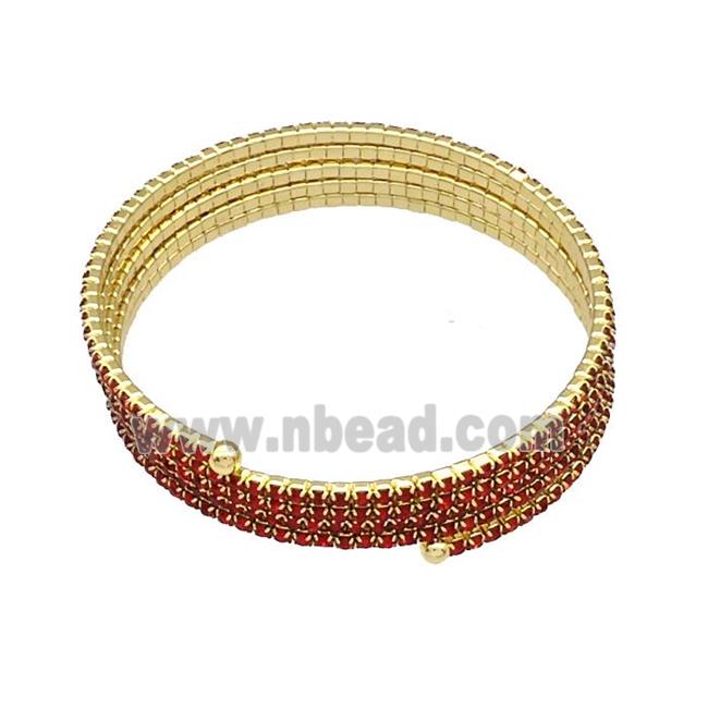 Copper Bangles Pave Red Zircon Gold Plated