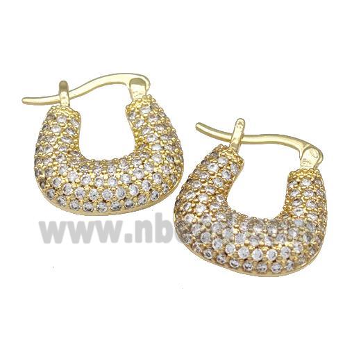 Copper Latchback Earrings Pave Zirconia Gold Plated