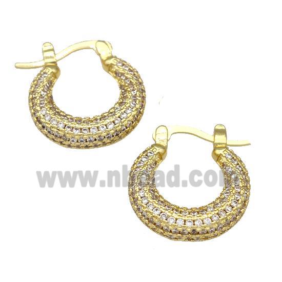 Copper Latchback Earrings Pave Zircon Gold Plated