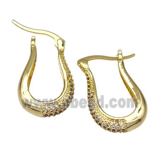 Copper Latchback Earrings Pave Zircon Gold Plated