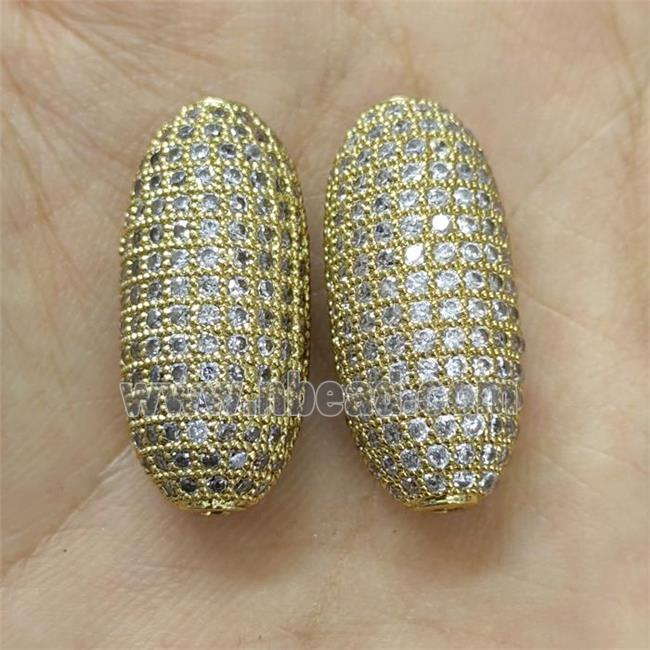 Copper Rice Beads Micro Pave Zirconia Gold Plated