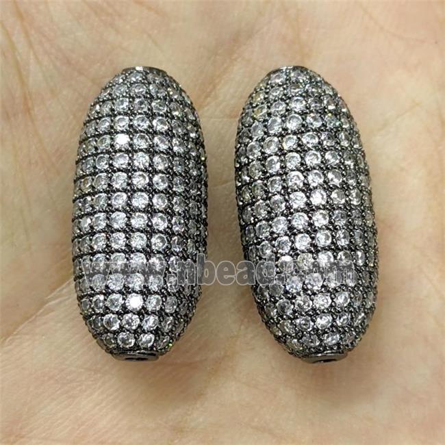 Copper Rice Beads Micro Pave Zirconia Black Plated