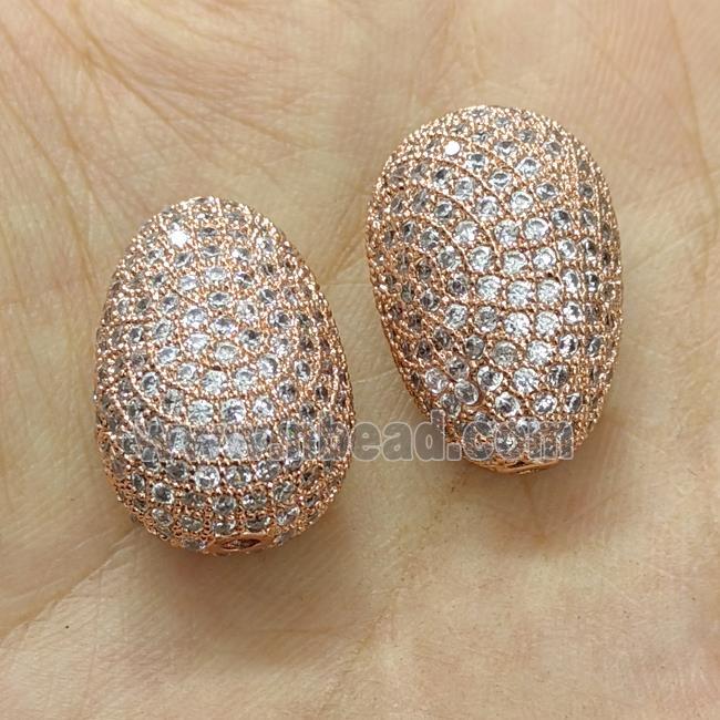 Copper Teardrop Beads Micro Pave Zirconia Rose Gold