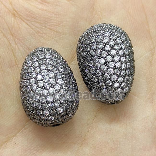 Copper Teardrop Beads Micro Pave Zirconia Black Plated