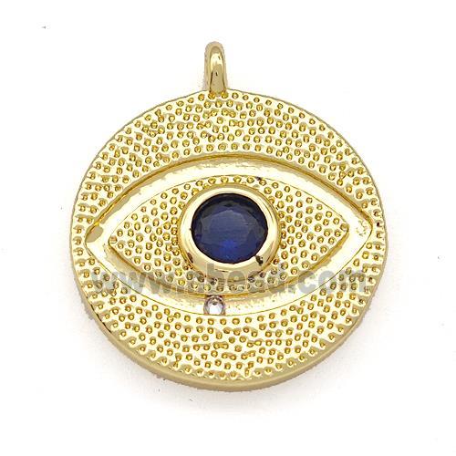 Copper Eye Pendant Pave Zircon Gold Plated