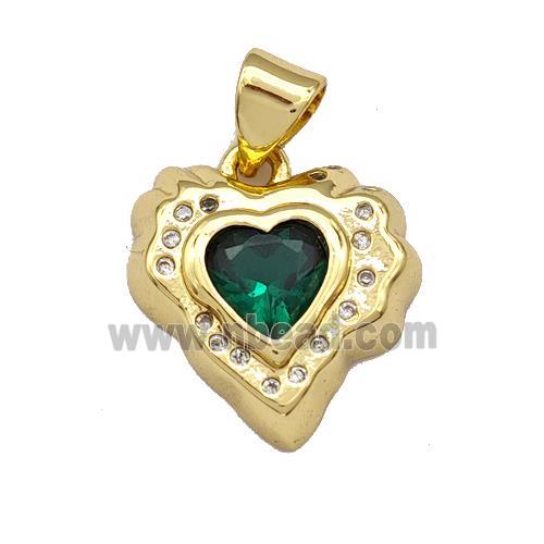 Copper Heart Pendant Micro Pave Zirconia Gold Plated