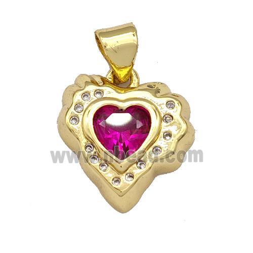 Copper Heart Pendant Micro Pave Zirconia Gold Plated