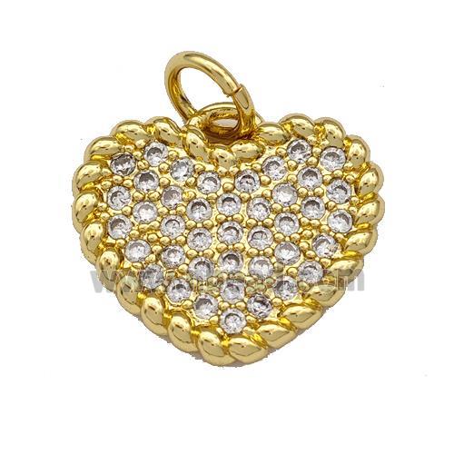 Copper Heart Pendant Micro Pave Zirconia Gold Plated