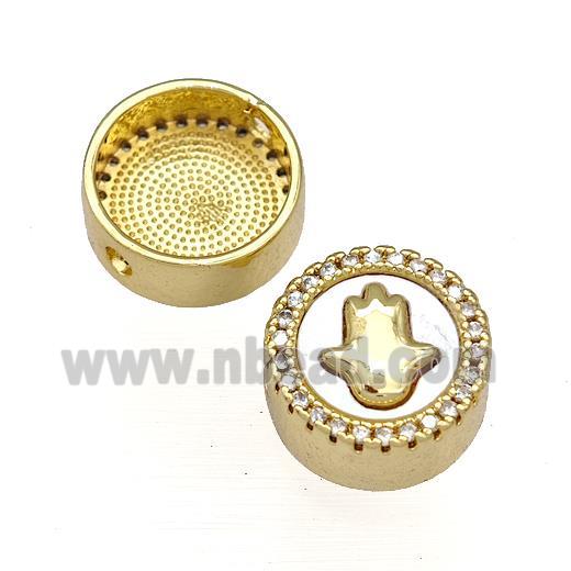 Copper Button Beads Pave Shell Zircon Hand 18K Gold Plated