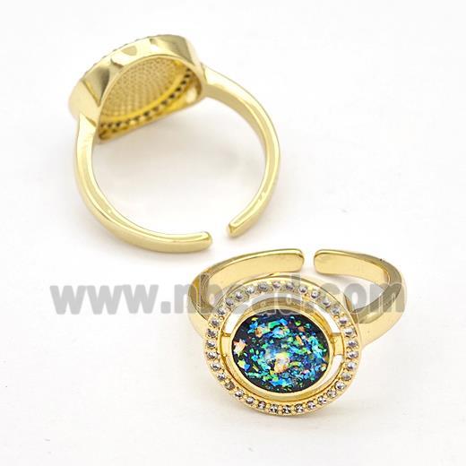 Copper Rings Pave Fire Opal Zirconia Circle 18K Gold Plated