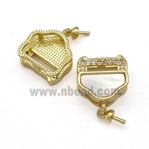 Copper Bail Pave Shell Zirconia 18K Gold Plated