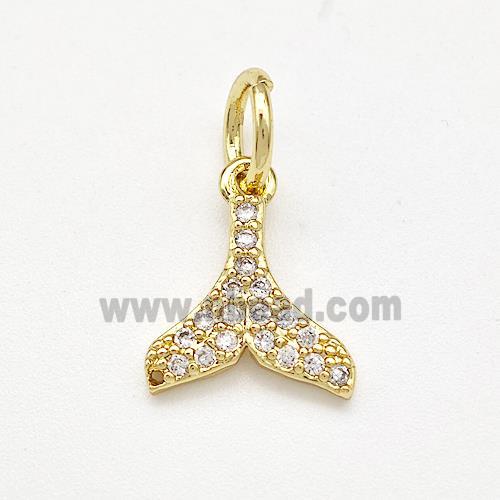 Copper Shark-tail Pendant Pave Zirconia Gold Plated