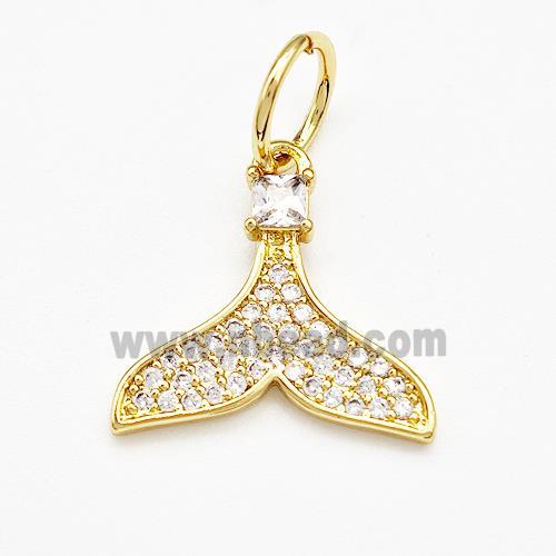 Copper Shark-tail Pendant Pave Zirconia Gold Plated