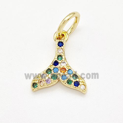 Copper Shark-tail Pendant Pave Zirconia Gold Plated