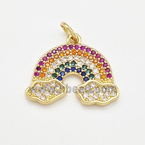 Rainbow Charms Copper Pendant Micro Pave Zirconia Gold Plated