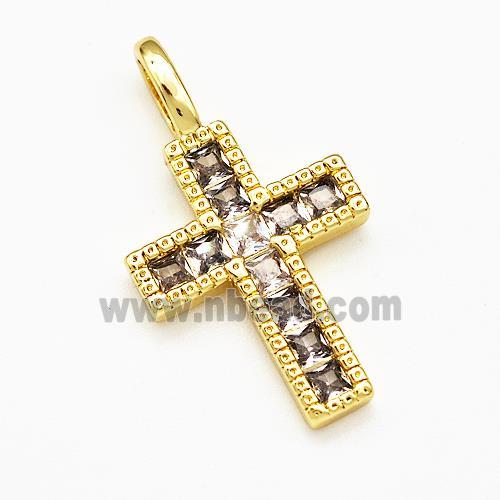 Copper Cross Pendant Micro Pave Zirconia Gold Plated