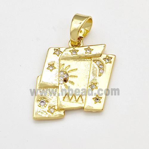 Copper Sun Moon Star Pendant Pave Zircon Gold Plated