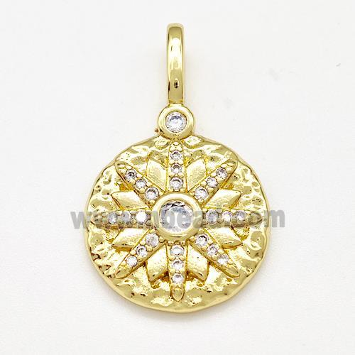 Copper Sun Pendant Micro Pave Zirconia Circle Gold Plated