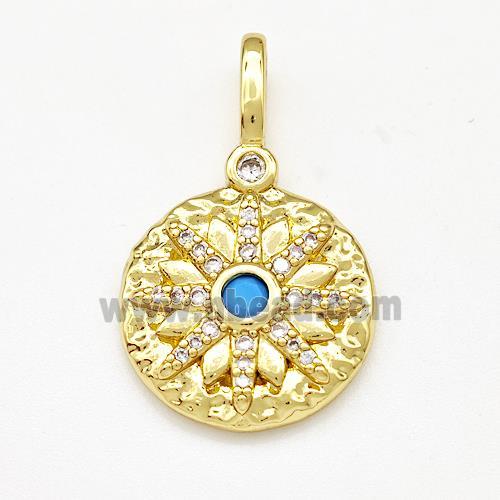 Copper Sun Pendant Micro Pave Zirconia Circle Gold Plated