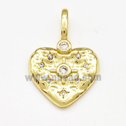 Copper Heart Pendant Micro Pave Zirconia Gold Plated