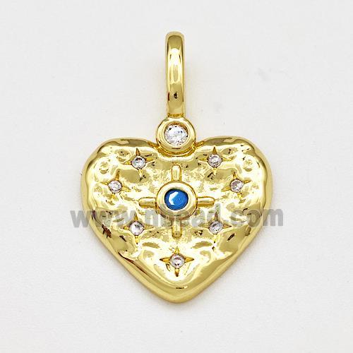 Copper Heart Pendant Micro Pave Zirconia Gold Plated